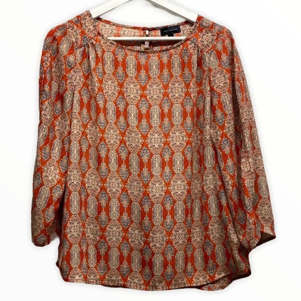 The Limited Orange & Blue Printed Blouse size Small Lightweight